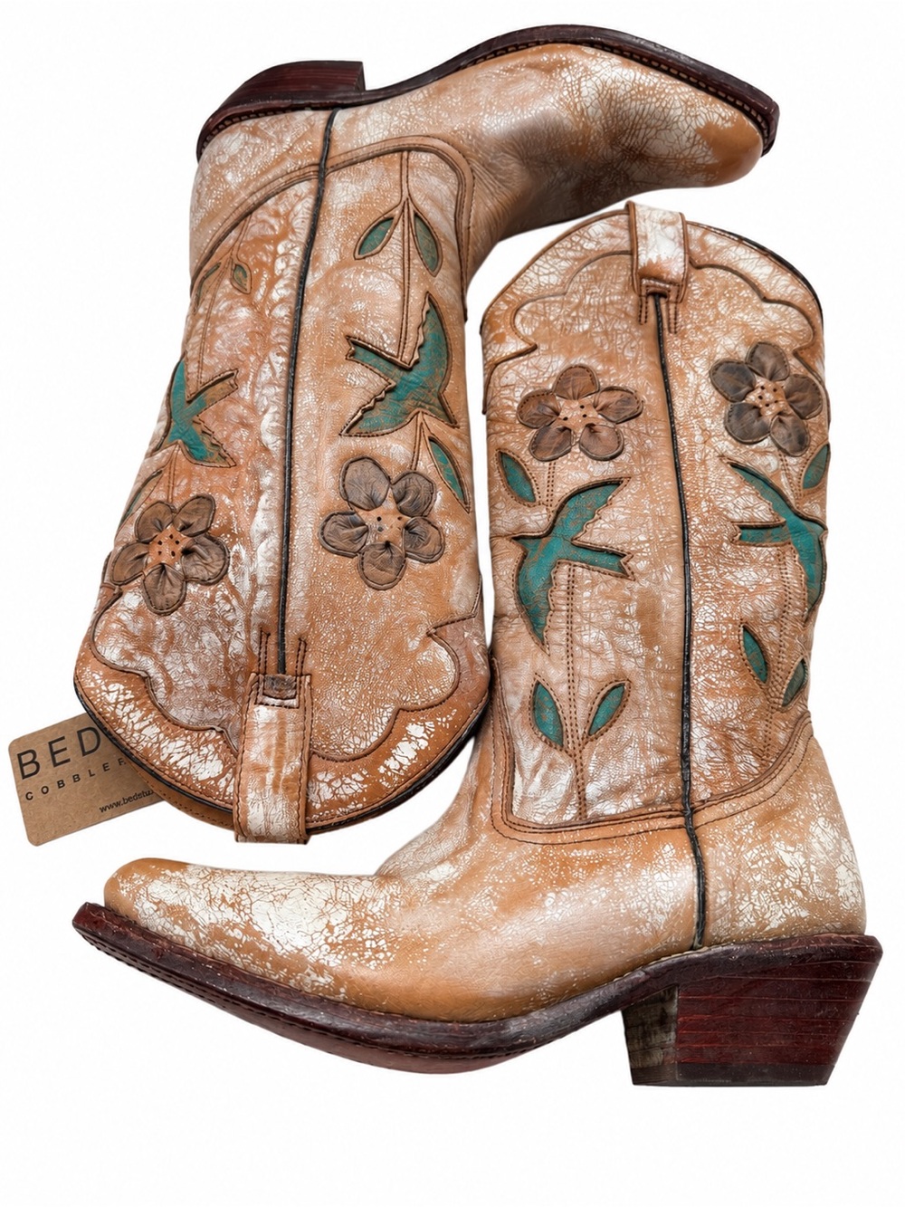 BED|STÜ Valencia Cowboy Boots Floral Dove Western Size 8.5 BNWT Rare $695 - Picture 11 of 13